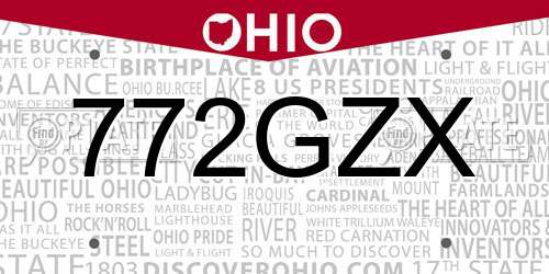 772GZX Ohio License Plate