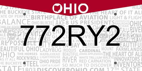 772RY2 Ohio License Plate