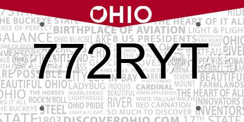 772RYT Ohio License Plate