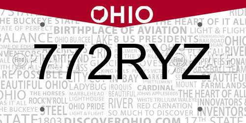 772RYZ Ohio License Plate