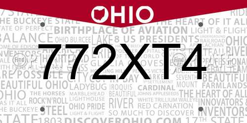 772XT4 Ohio License Plate