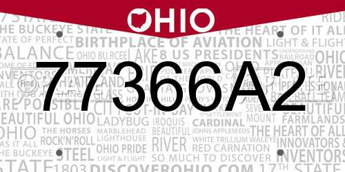 77366A2 Ohio License Plate