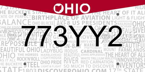 773YY2 Ohio License Plate