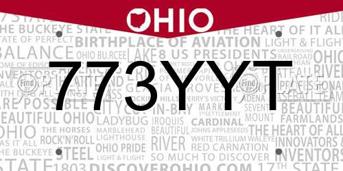 773YYT Ohio License Plate