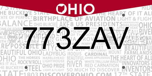 773ZAV Ohio License Plate