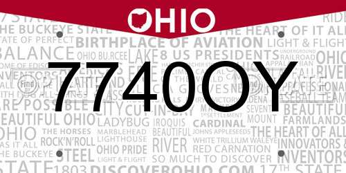 7740OY Ohio License Plate