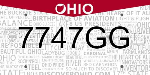 7747GG Ohio License Plate
