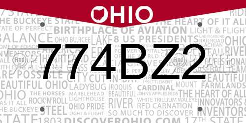 774BZ2 Ohio License Plate