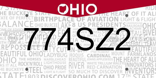 774SZ2 Ohio License Plate