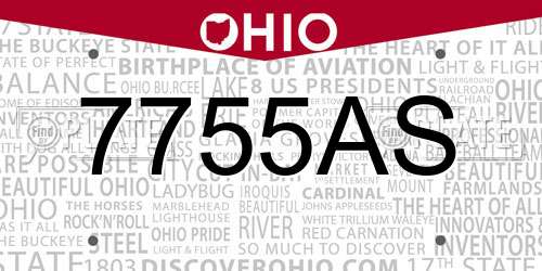7755AS Ohio License Plate