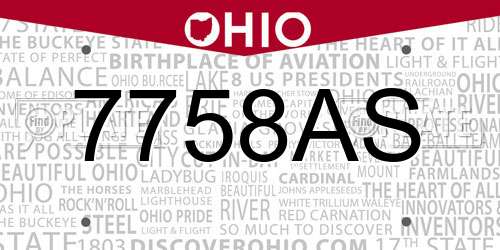 7758AS Ohio License Plate