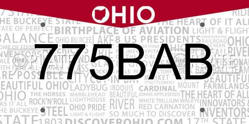 775BAB Ohio License Plate