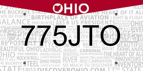 775JTO Ohio License Plate