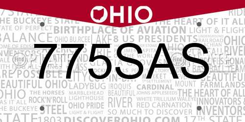 775SAS Ohio License Plate