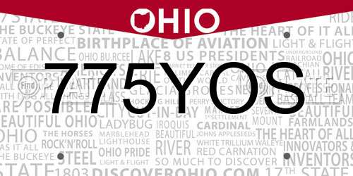 775YOS Ohio License Plate