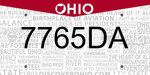 7765DA Ohio License Plate