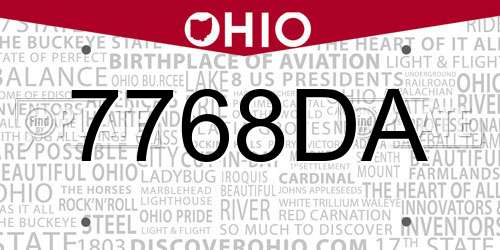 7768DA Ohio License Plate