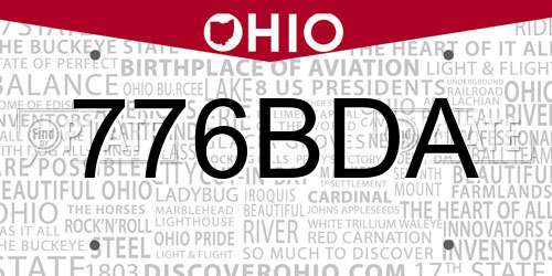 776BDA Ohio License Plate