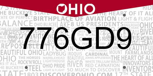 776GD9 Ohio License Plate