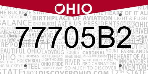 77705B2 Ohio License Plate