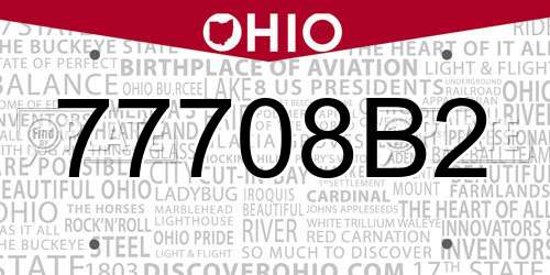 77708B2 Ohio License Plate