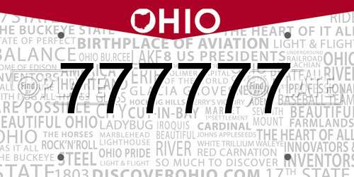 777777 Ohio License Plate