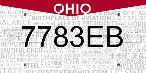7783EB Ohio License Plate
