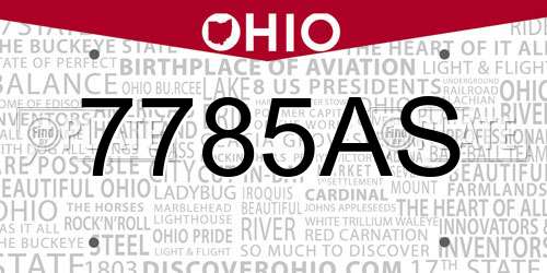 7785AS Ohio License Plate