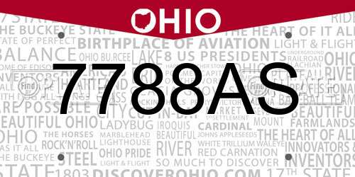 7788AS Ohio License Plate