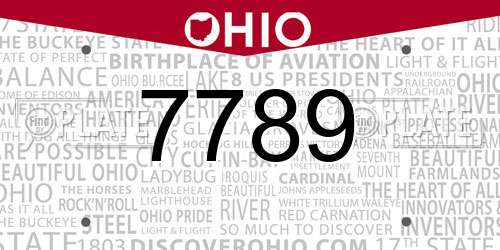 7789 Ohio License Plate