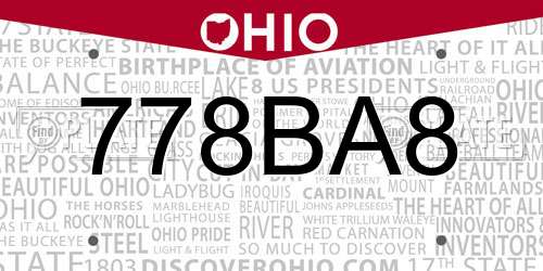 778BA8 Ohio License Plate