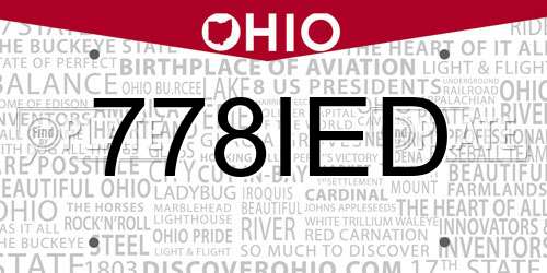 778IED Ohio License Plate