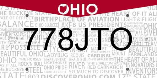 778JTO Ohio License Plate