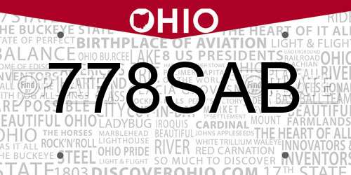 778SAB Ohio License Plate