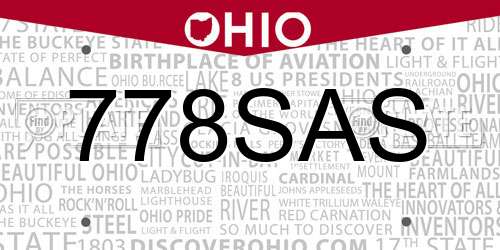 778SAS Ohio License Plate