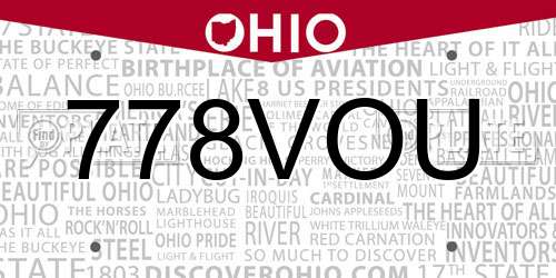 778VOU Ohio License Plate