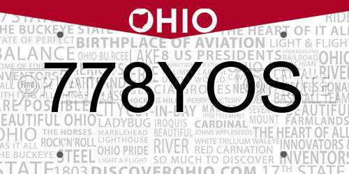 778YOS Ohio License Plate