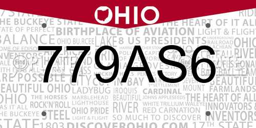 779AS6 Ohio License Plate