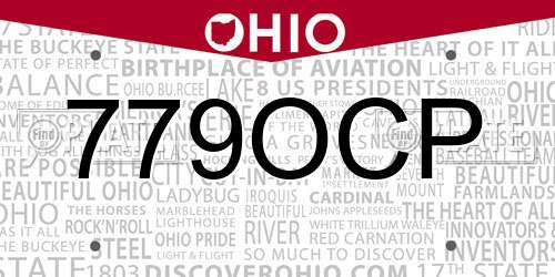 779OCP Ohio License Plate