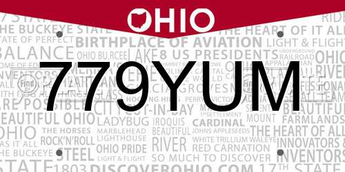 779YUM Ohio License Plate