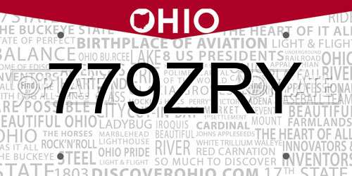 779ZRY Ohio License Plate