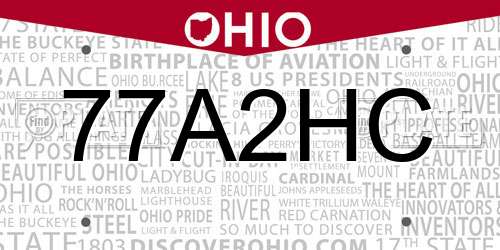 77A2HC Ohio License Plate