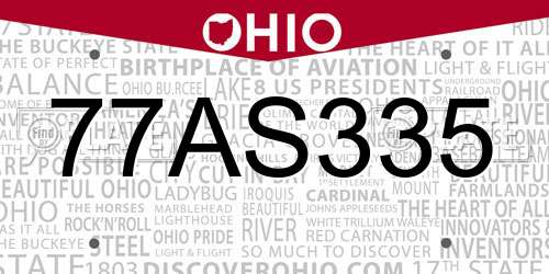 77AS335 Ohio License Plate