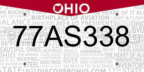 77AS338 Ohio License Plate