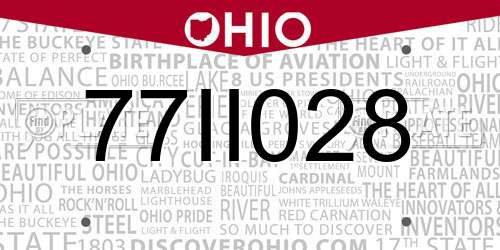 77II028 Ohio License Plate