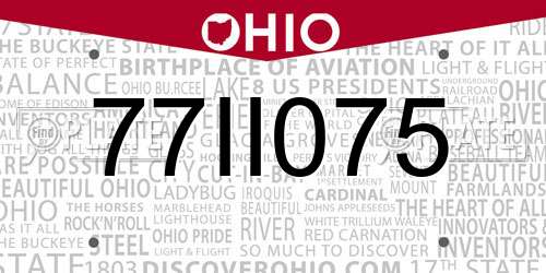 77II075 Ohio License Plate
