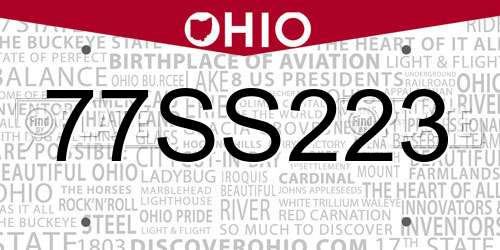 77SS223 Ohio License Plate