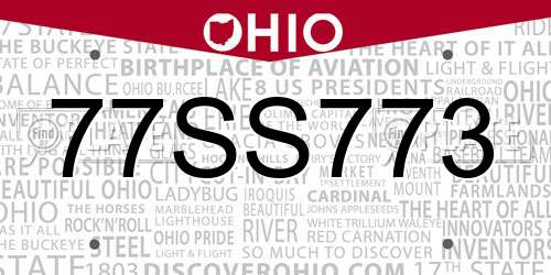 77SS773 Ohio License Plate