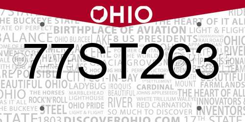 77ST263 Ohio License Plate