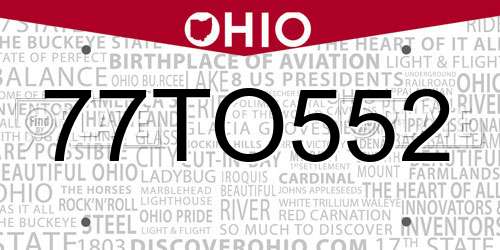 77TO552 Ohio License Plate
